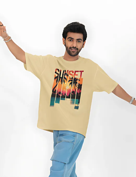 Glitzo Sun Set Oversized Graphic tee - Image 2
