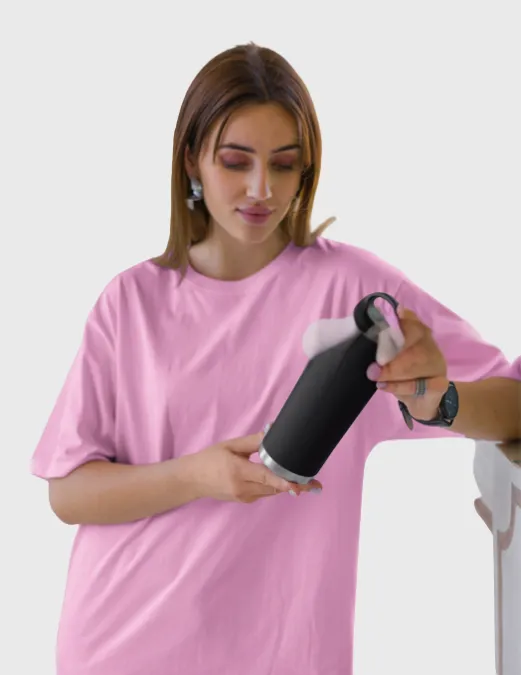The Glitzo Oversized Tee – Baby Pink - Image 4