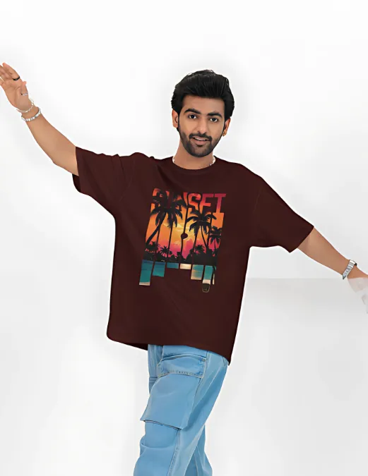 Glitzo Sun Set Oversized Graphic tee - Image 6