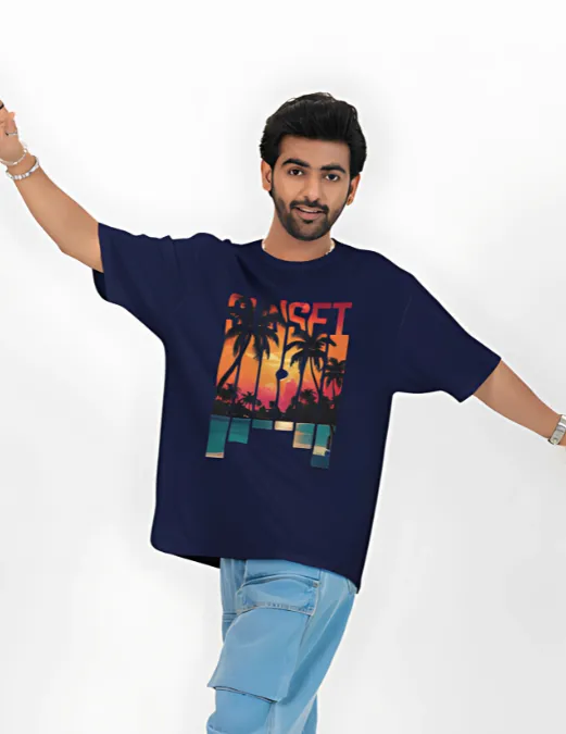 Glitzo Sun Set Oversized Graphic tee - Image 7