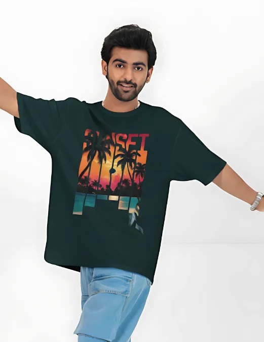 Glitzo Sun Set Oversized Graphic tee - Image 5