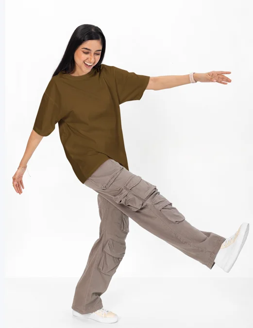 The Glitzo Oversized Tee – Brown - Image 5