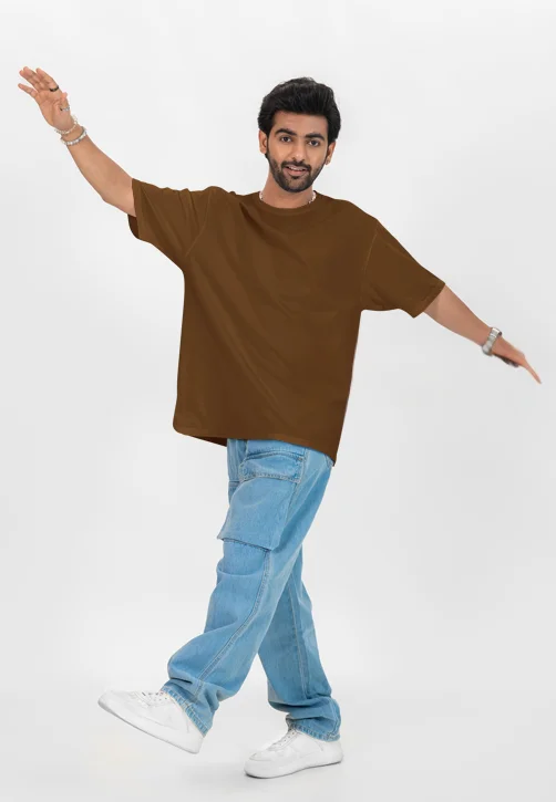 The Glitzo Oversized Tee – Brown - Image 4