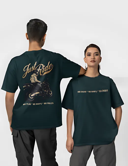 Glitzo Just Ride Oversized Graphic tee - Image 10