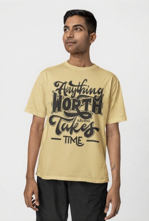 Glitzo Anything Worth Takes Time Oversized tee - Image 4
