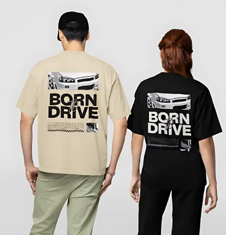 Glitzo Born to Drive Oversized Graphic tee