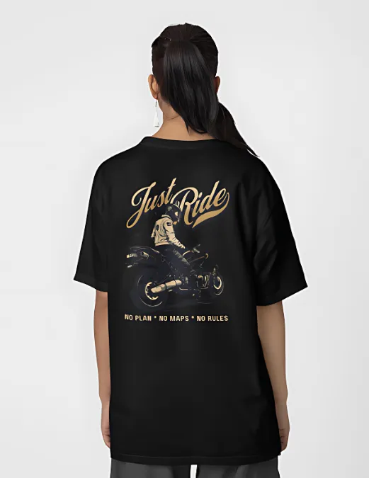Glitzo Just Ride Oversized Graphic tee - Image 3