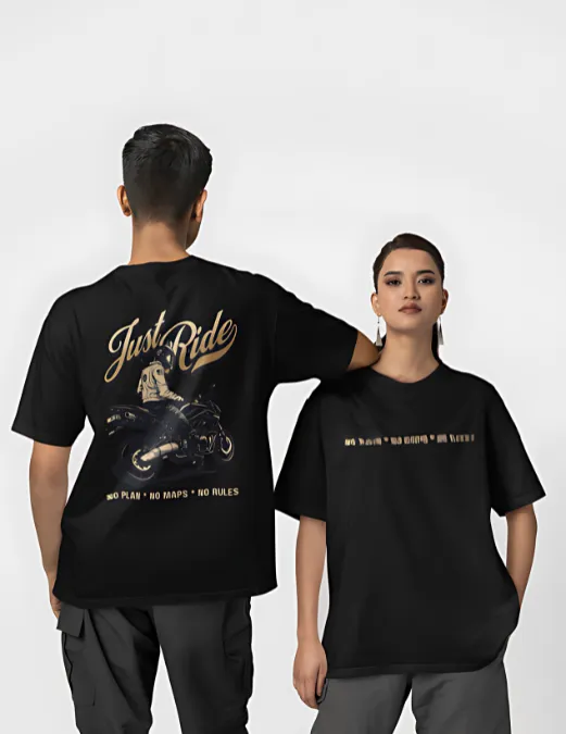 Glitzo Just Ride Oversized Graphic tee