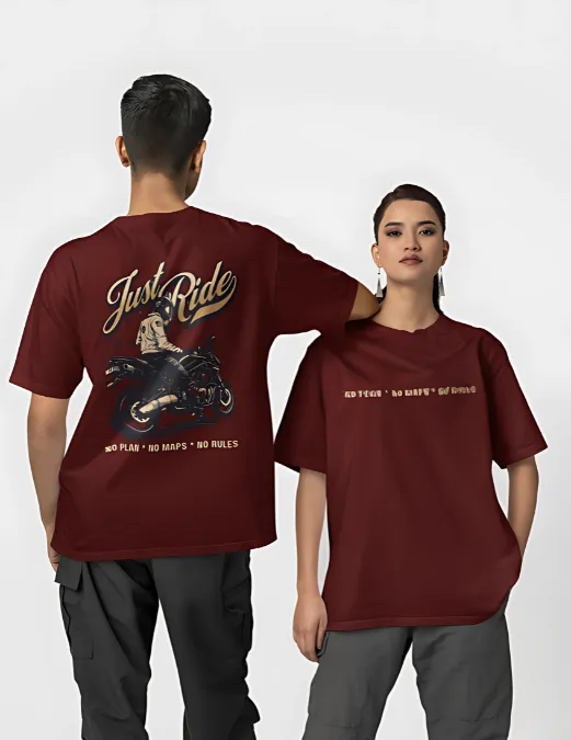 Glitzo Just Ride Oversized Graphic tee - Image 4
