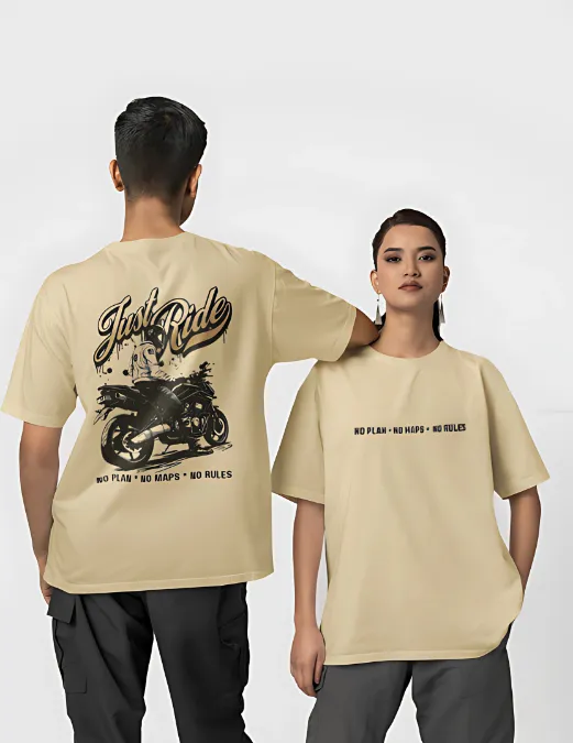 Glitzo Just Ride Oversized Graphic tee - Image 9