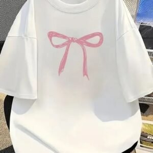 oversized pink bow tshirt