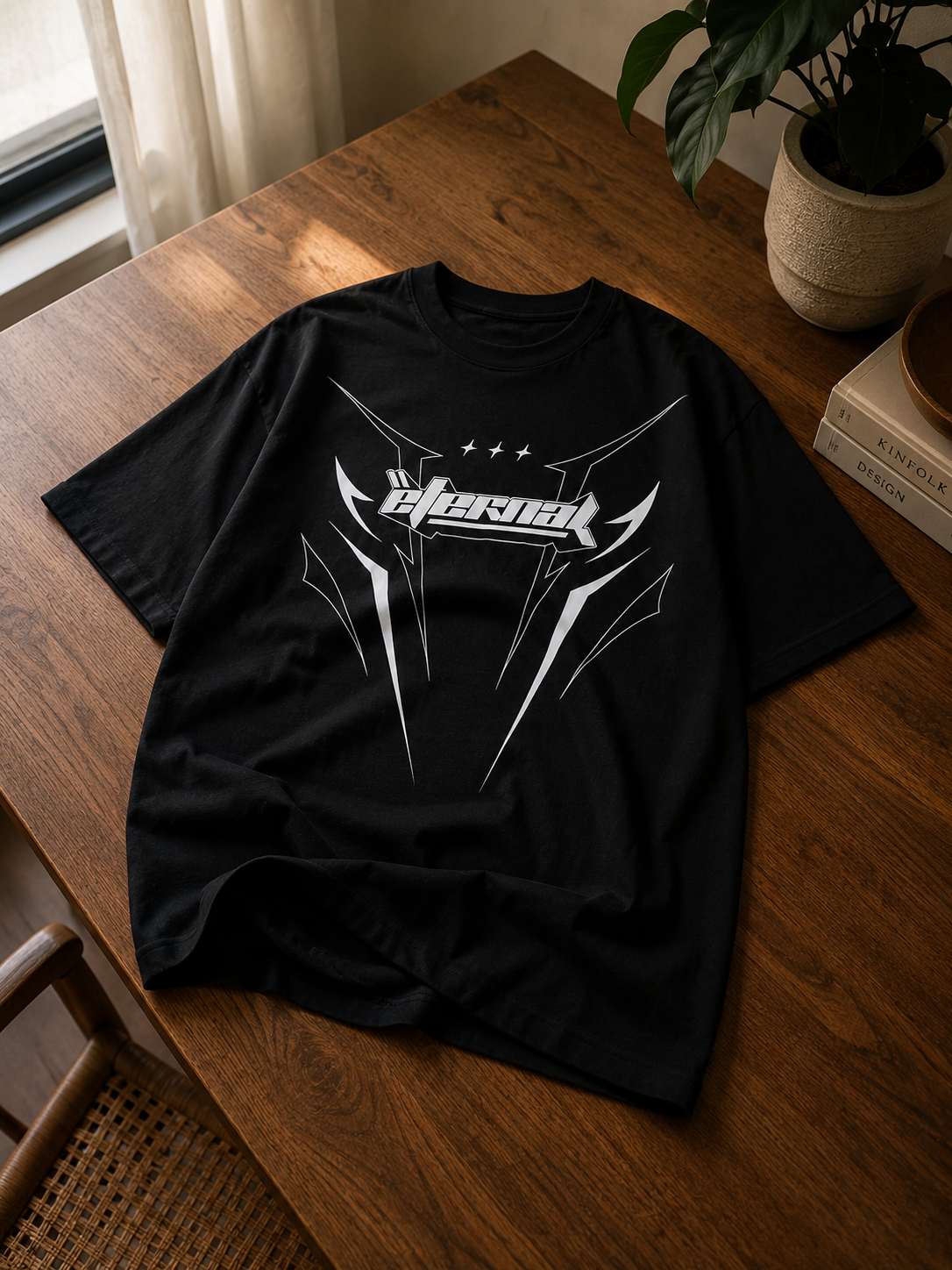 Glitzo Eternal Black Oversized Drop Shoulder Graphic T-Shirt for Men