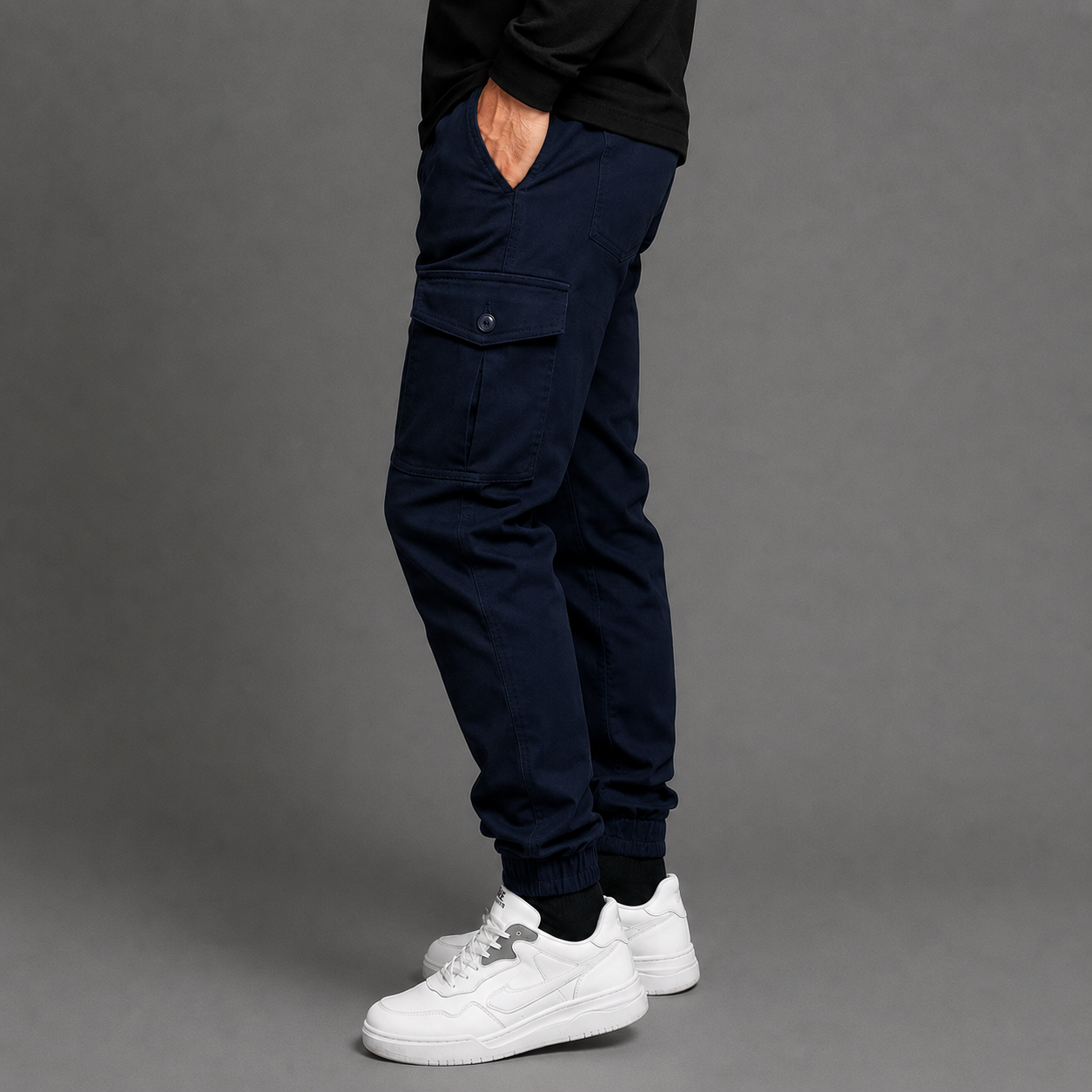 Premium Cargo Pants for Men & Women in Olive Green | Slim Fit Cotton Multi Pocket Cargo Jogger Trousers with Elastic Waist for Casual Streetwear