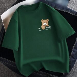 glitzo-hi-baby-teddy-oversized-drop-shoulder-green-graphic-tshirt
