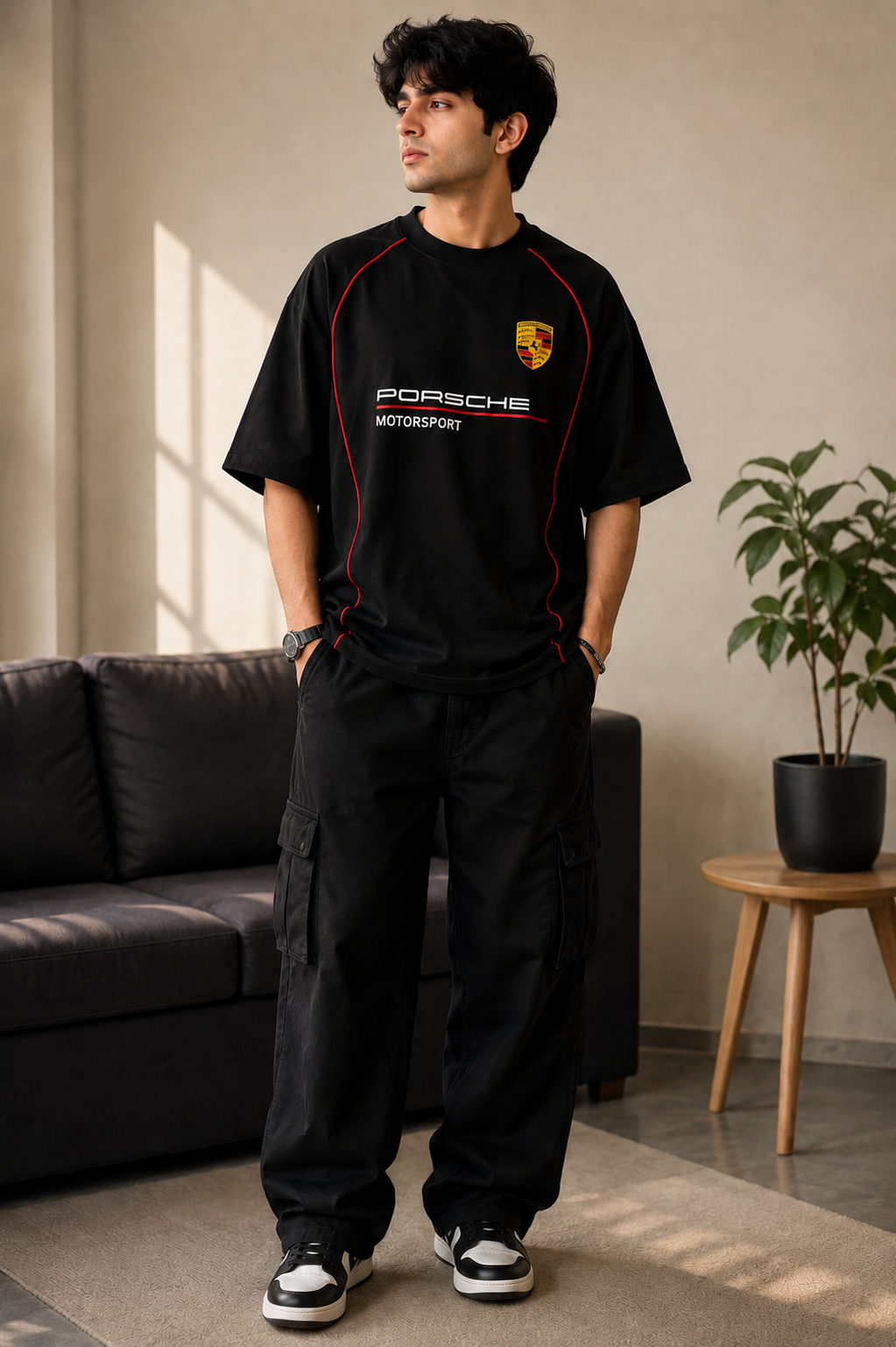 Porsche 911 GT3 RS Blueprint Oversized T-Shirt | Black Streetwear Tee