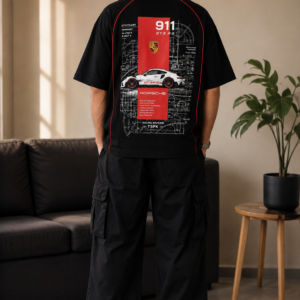 Porsche 911 GT3 RS Blueprint Oversized T-Shirt | Black Streetwear Tee
