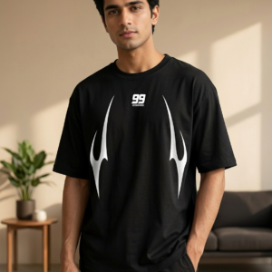 Number 99 Tribal Graphic Oversized T-Shirt | Black Streetwear Tee