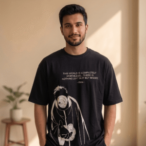 Obito Quote Anime Graphic Oversized T-Shirt | Black Streetwear Tee