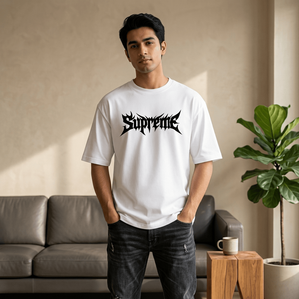 Spider Symbol Born to Stand Out Oversized T-Shirt | White Tee