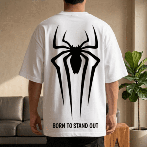 Spider Symbol Born to Stand Out Oversized T-Shirt | White Tee