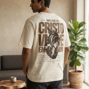 Galatians Christ Lives in Me Oversized T-Shirt | Off-White Streetwear Tee